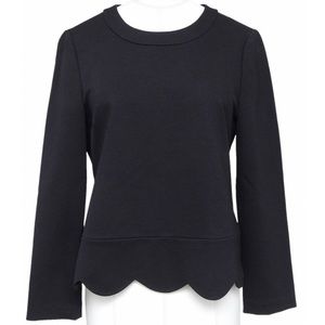 Kate Spade New York Black Scalloped Hem Blouse